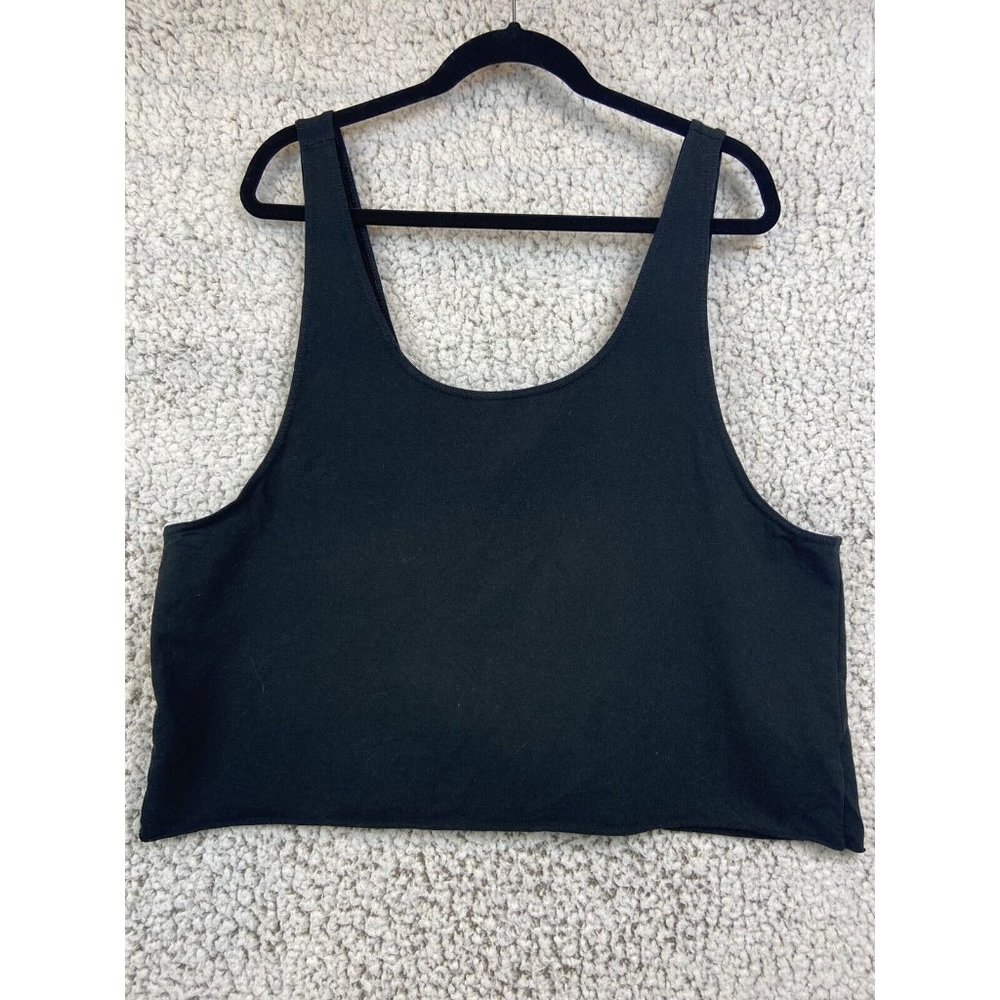 Offline by Aerie Black Open Knit Tie Back Tank Top cropped sleeveless size 2XL